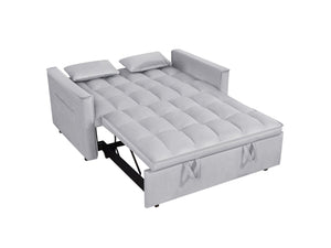 English Elm Modern Velvet 2 Seat Pull Out Sleeper Sofa Solid Wood Frame for Small Spaces Light Grey B347P426162