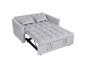 English Elm Modern Velvet 2 Seat Pull Out Sleeper Sofa Solid Wood Frame for Small Spaces Light Grey B347P426162