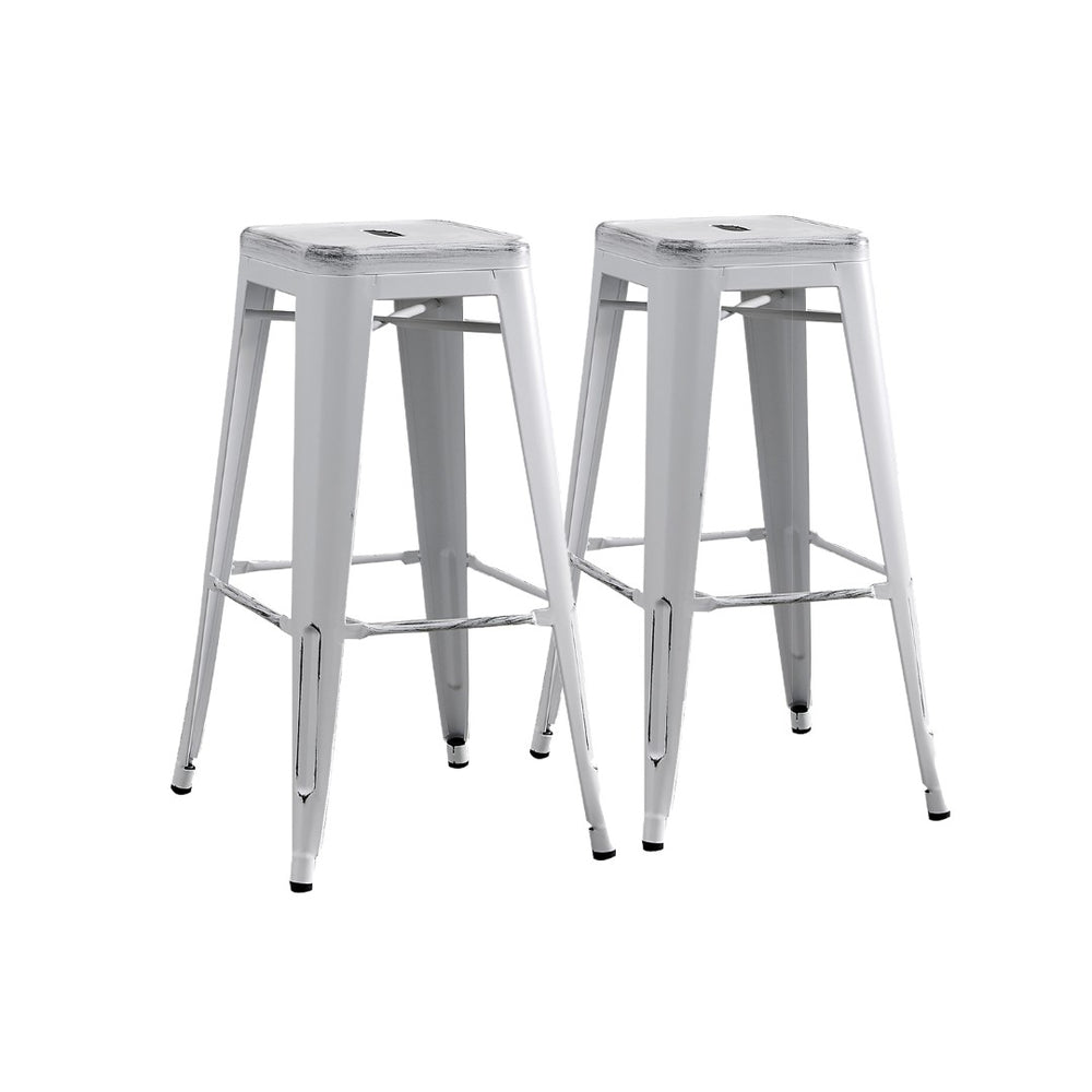 English Elm Backless Steel Bar Stools Set of 2 Industrial Coastal Distressed Finish for Kitchen Islands B347P444220