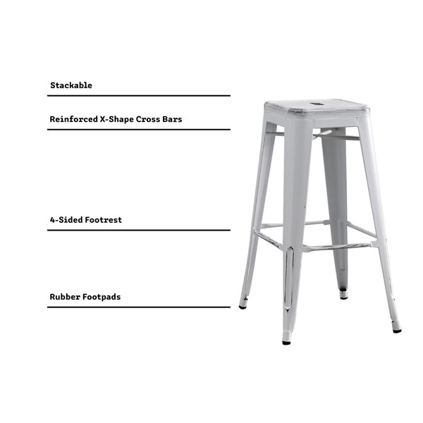 English Elm Backless Steel Bar Stools Set of 2 Industrial Coastal Distressed Finish for Kitchen Islands B347P444220