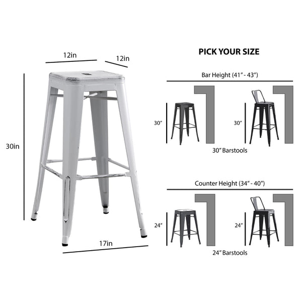 English Elm Backless Steel Bar Stools Set of 2 Industrial Coastal Distressed Finish for Kitchen Islands B347P444220
