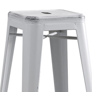 English Elm Backless Steel Bar Stools Set of 2 Industrial Coastal Distressed Finish for Kitchen Islands B347P444220