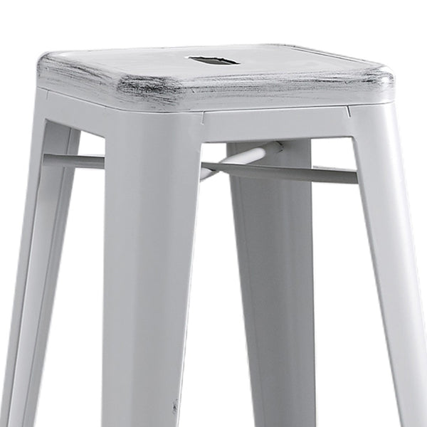 English Elm Backless Steel Bar Stools Set of 2 Industrial Coastal Distressed Finish for Kitchen Islands B347P444220