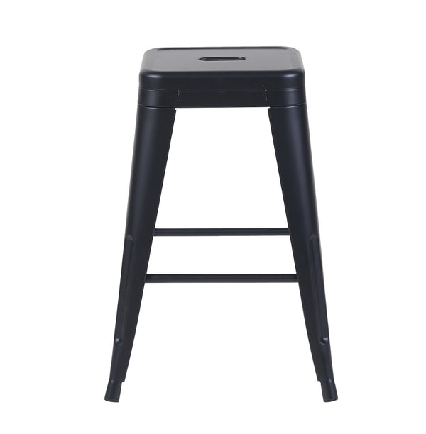 English Elm 24 Inch Backless Metal Counter Stools Set of 2 Industrial Kitchen Island Seating Matte Black B347P468405