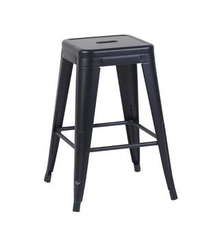 English Elm 24 Inch Backless Metal Counter Stools Set of 2 Industrial Kitchen Island Seating Matte Black B347P468405