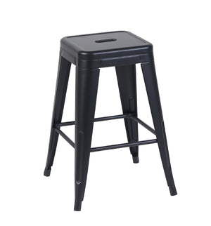 English Elm 24 Inch Backless Metal Counter Stools Set of 2 Industrial Kitchen Island Seating Matte Black B347P468405