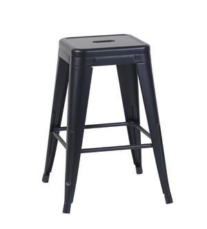 English Elm 24 Inch Backless Metal Counter Stools Set of 2 Industrial Kitchen Island Seating Matte Black B347P468405