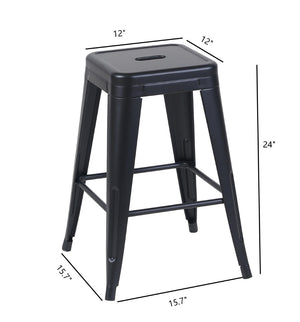 English Elm 24 Inch Backless Metal Counter Stools Set of 2 Industrial Kitchen Island Seating Matte Black B347P468405