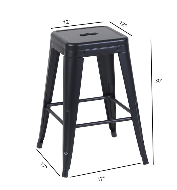 English Elm 24 Inch Backless Metal Counterstools Set of 4 Industrial Powder Coated Kitchen Bar Seats Matte Black B347P468426