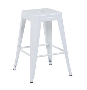 English Elm 24 Inch Backless Metal Counter Stools Set of 2 Industrial Kitchen Island Seating Light White B347P468431
