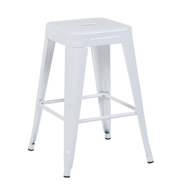 English Elm 24 Inch Backless Metal Counter Stools Set of 2 Industrial Kitchen Island Seating Light White B347P468431