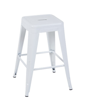 English Elm 24 Inch Backless Metal Counter Stools Set of 2 Industrial Kitchen Island Seating Light White B347P468431