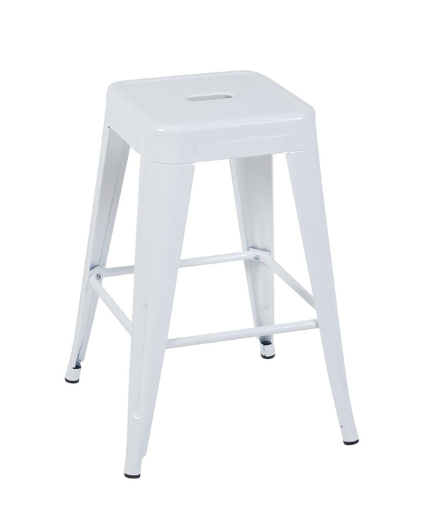 English Elm 24 Inch Backless Metal Counter Stools Set of 2 Industrial Kitchen Island Seating Light White B347P468431