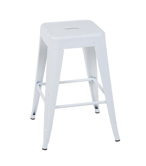 English Elm 24 Inch Backless Metal Counter Stools Set of 2 Industrial Kitchen Island Seating Light White B347P468431
