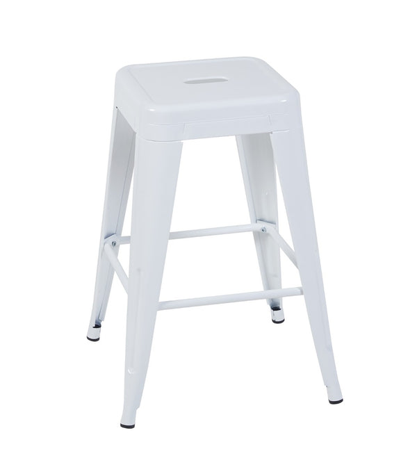 English Elm 24 Inch Backless Metal Counter Stools Set of 2 Industrial Kitchen Island Seating Light White B347P468431