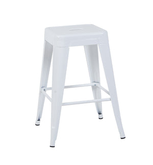 English Elm 24 Inch Backless Metal Counter Stools Set of 2 Industrial Kitchen Island Seating Light White B347P468431