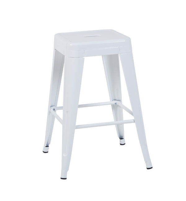 English Elm 24 Inch Backless Metal Counter Stools Set of 2 Industrial Kitchen Island Seating Light White B347P468431