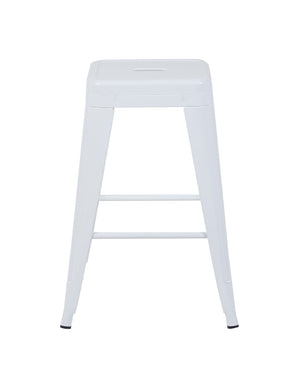 English Elm 24 Inch Backless Metal Counter Stools Set of 2 Industrial Kitchen Island Seating Light White B347P468431