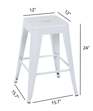 English Elm 24 Inch Backless Metal Counter Stools Set of 2 Industrial Kitchen Island Seating Light White B347P468431