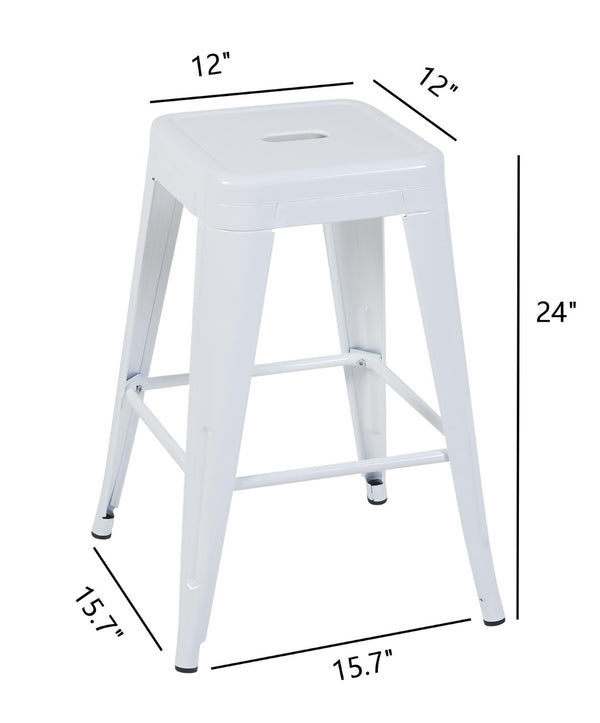 English Elm 24 Inch Backless Metal Counter Stools Set of 2 Industrial Kitchen Island Seating Light White B347P468431