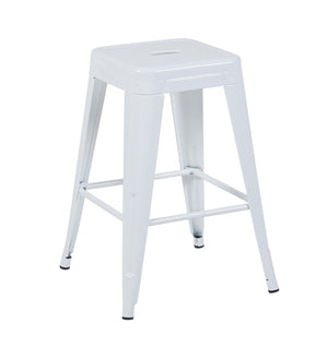 English Elm 24 Inch Backless Metal Counter Stools Set of 2 Industrial Kitchen Island Seating Light White B347P468431