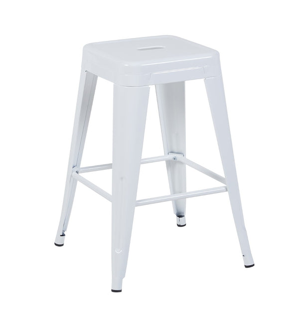 English Elm 24 Inch Backless Metal Counter Stools Set of 2 Industrial Kitchen Island Seating Light White B347P468431
