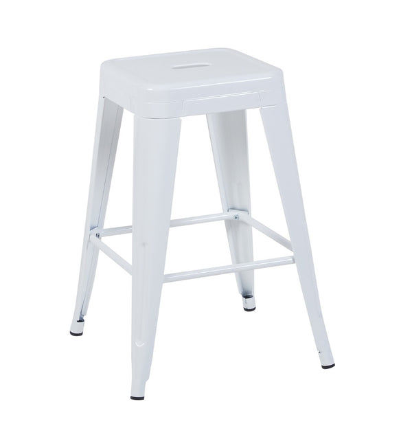 English Elm 24 Inch Backless Metal Counter Stools Set of 2 Industrial Kitchen Island Seating Light White B347P468431