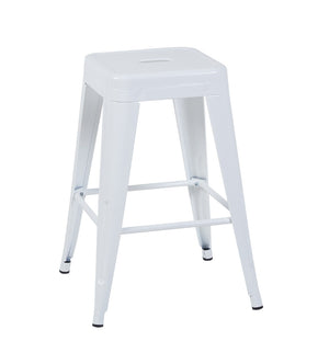 English Elm 24 Inch Backless Metal Counter Stools Set of 2 Industrial Kitchen Island Seating Light White B347P468431