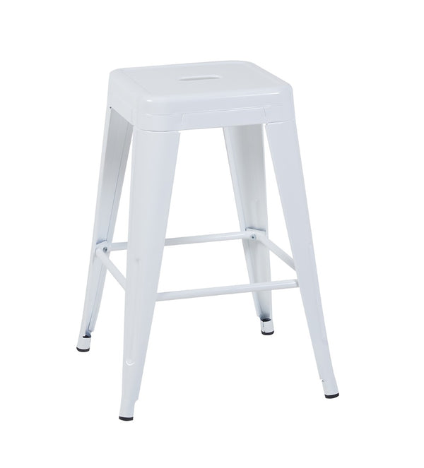 English Elm 24 Inch Backless Metal Counter Stools Set of 2 Industrial Kitchen Island Seating Light White B347P468431