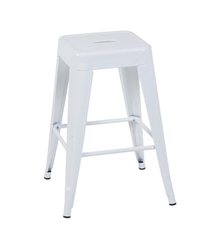 English Elm 24 Inch Backless Metal Counter Stools Set of 2 Industrial Kitchen Island Seating Light White B347P468431