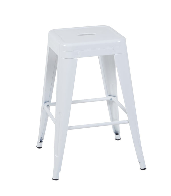 English Elm 24 Inch Backless Metal Counter Stools Set of 2 Industrial Kitchen Island Seating Light White B347P468431
