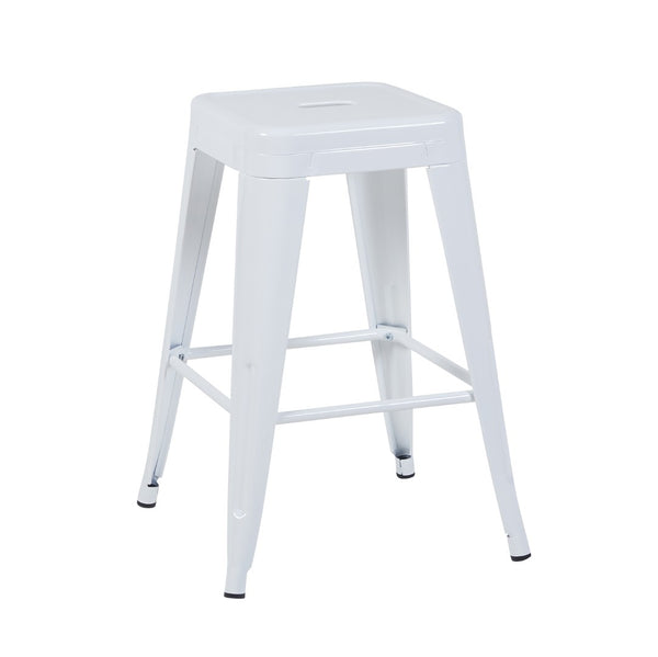 English Elm 24 Inch Backless Metal Counter Stools Set of 2 Industrial Kitchen Island Seating Light White B347P468431
