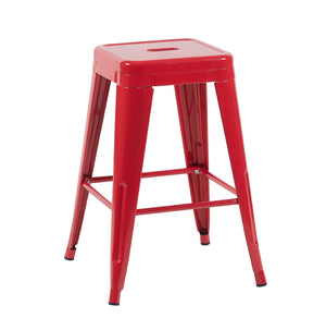 English Elm 24 Inch Backless Metal Counter Stools Set of 2 Industrial Kitchen Island Seating Red B347P470284