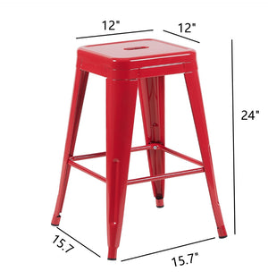 English Elm 24 Inch Backless Metal Counter Stools Set of 2 Industrial Kitchen Island Seating Red B347P470284