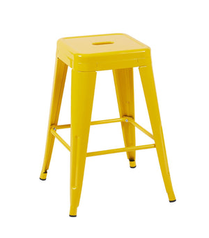 English Elm 24 Inch Backless Metal Counter Stools Set of 2 Industrial Kitchen Island Seating Yellow B347P470299