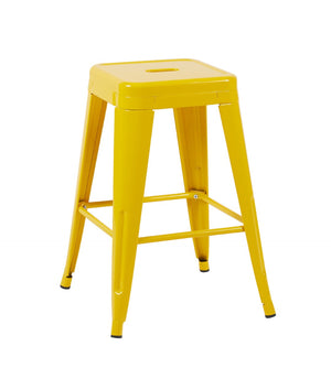 English Elm 24 Inch Backless Metal Counter Stools Set of 2 Industrial Kitchen Island Seating Yellow B347P470299