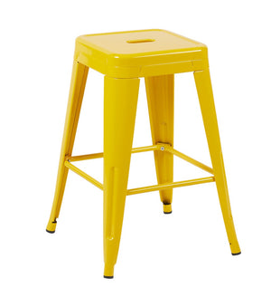 English Elm 24 Inch Backless Metal Counter Stools Set of 2 Industrial Kitchen Island Seating Yellow B347P470299