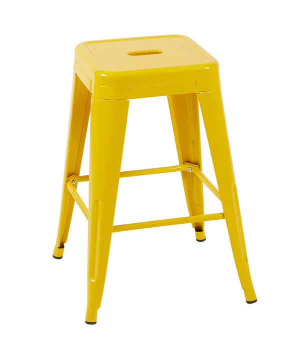 English Elm 24 Inch Backless Metal Counter Stools Set of 2 Industrial Kitchen Island Seating Yellow B347P470299