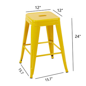 English Elm 24 Inch Backless Metal Counter Stools Set of 2 Industrial Kitchen Island Seating Yellow B347P470299