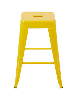 English Elm 24 Inch Backless Metal Counter Stools Set of 2 Industrial Kitchen Island Seating Yellow B347P470299