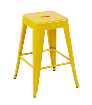 English Elm 24 Inch Backless Metal Counter Stools Set of 2 Industrial Kitchen Island Seating Yellow B347P470299