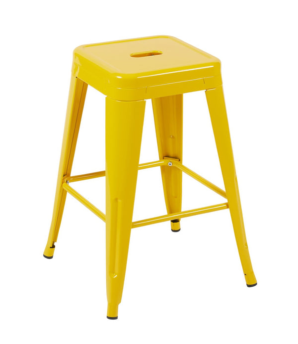 English Elm 24 Inch Backless Metal Counter Stools Set of 2 Industrial Kitchen Island Seating Yellow B347P470299