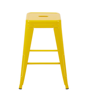 English Elm 24 Inch Backless Metal Counter Stools Set of 2 Industrial Kitchen Island Seating Yellow B347P470299