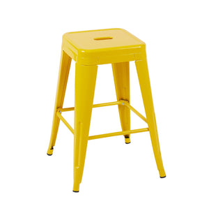 English Elm 24 Inch Backless Metal Counterstools Set of 4 Industrial Powder Coated Kitchen Bar Seats Yellow B347P470300