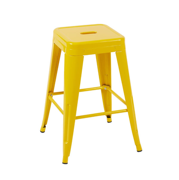 English Elm 24 Inch Backless Metal Counterstools Set of 4 Industrial Powder Coated Kitchen Bar Seats Yellow B347P470300