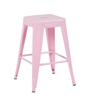 English Elm 24 Inch Backless Metal Counter Stools Set of 2 Industrial Kitchen Island Seating Pink B347P470411