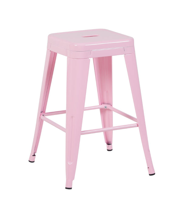 English Elm 24 Inch Backless Metal Counter Stools Set of 2 Industrial Kitchen Island Seating Pink B347P470411