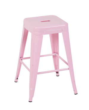 English Elm 24 Inch Backless Metal Counter Stools Set of 2 Industrial Kitchen Island Seating Pink B347P470411