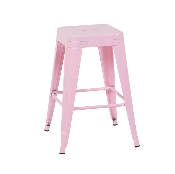 English Elm 24 Inch Backless Metal Counter Stools Set of 2 Industrial Kitchen Island Seating Pink B347P470411