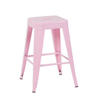 English Elm 24 Inch Backless Metal Counter Stools Set of 2 Industrial Kitchen Island Seating Pink B347P470411